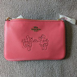 Coach x Disney Mickey and Minnie Pink Leather Wristlet